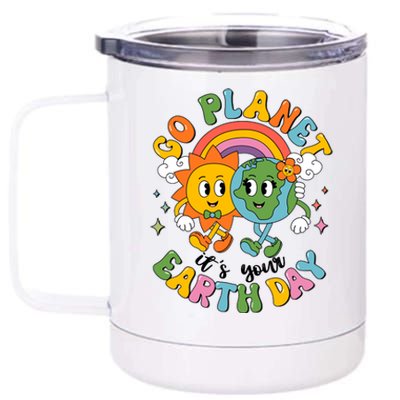 Retro Cartoon Go Planet Its Your Earth Day 12 oz Stainless Steel Tumbler Cup