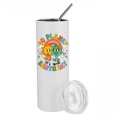 Retro Cartoon Go Planet Its Your Earth Day Stainless Steel Tumbler