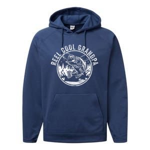 Reel Cool Grandpa Funny Fathers Day Gift Performance Fleece Hoodie