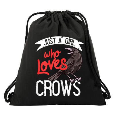Raven Crow Gift Birding Bird Watching Just A Girl Who Loves Crows Drawstring Bag
