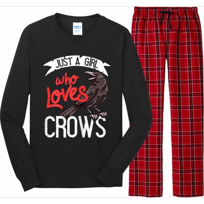 Raven Crow Gift Birding Bird Watching Just A Girl Who Loves Crows Long Sleeve Pajama Set