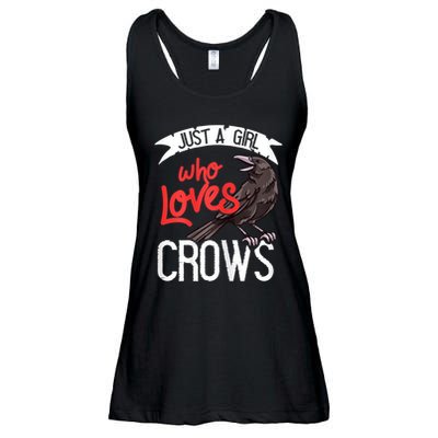 Raven Crow Gift Birding Bird Watching Just A Girl Who Loves Crows Ladies Essential Flowy Tank