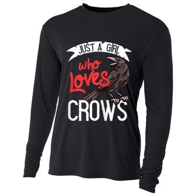 Raven Crow Gift Birding Bird Watching Just A Girl Who Loves Crows Cooling Performance Long Sleeve Crew
