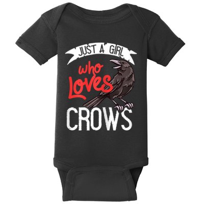 Raven Crow Gift Birding Bird Watching Just A Girl Who Loves Crows Baby Bodysuit