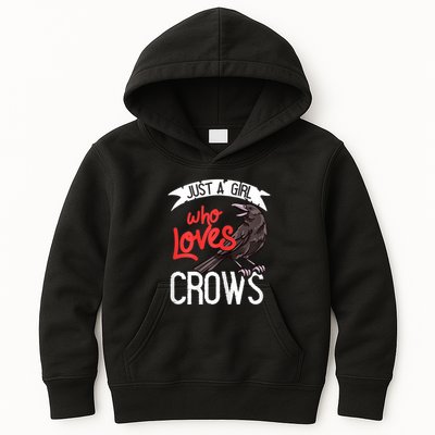 Raven Crow Gift Birding Bird Watching Just A Girl Who Loves Crows Kids Hoodie
