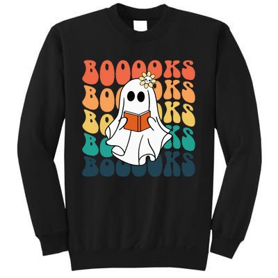 Retro Cute Ghost Book Reading Halloween Teacher Top Sweatshirt