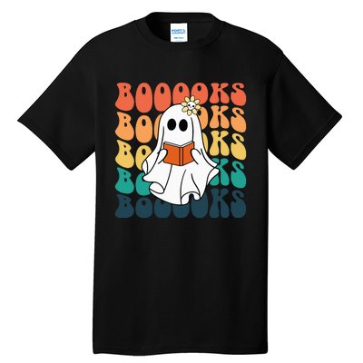 Retro Cute Ghost Book Reading Halloween Teacher Top Tall T-Shirt