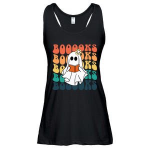 Retro Cute Ghost Book Reading Halloween Teacher Top Ladies Essential Flowy Tank