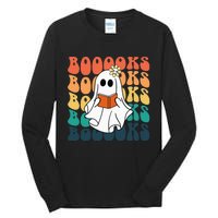 Retro Cute Ghost Book Reading Halloween Teacher Top Tall Long Sleeve T-Shirt