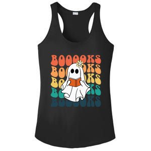 Retro Cute Ghost Book Reading Halloween Teacher Top Ladies PosiCharge Competitor Racerback Tank