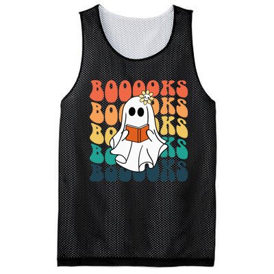 Retro Cute Ghost Book Reading Halloween Teacher Top Mesh Reversible Basketball Jersey Tank