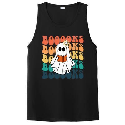 Retro Cute Ghost Book Reading Halloween Teacher Top PosiCharge Competitor Tank