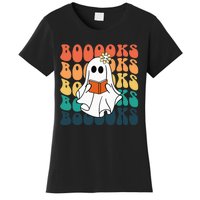 Retro Cute Ghost Book Reading Halloween Teacher Top Women's T-Shirt