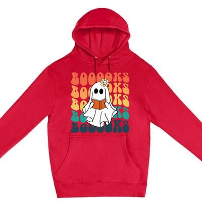 Retro Cute Ghost Book Reading Halloween Teacher Top Premium Pullover Hoodie