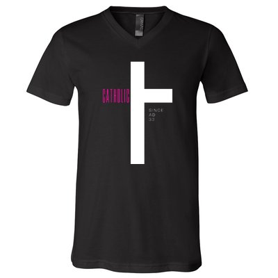 Roman Catholic Gift Since AD 33 V-Neck T-Shirt