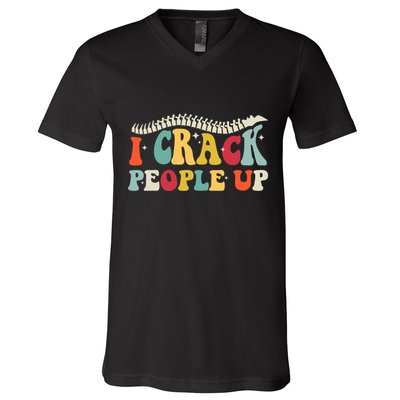 Retro Chiropractic Groovy Spinal Cord Chiropractor Funny V-Neck T-Shirt