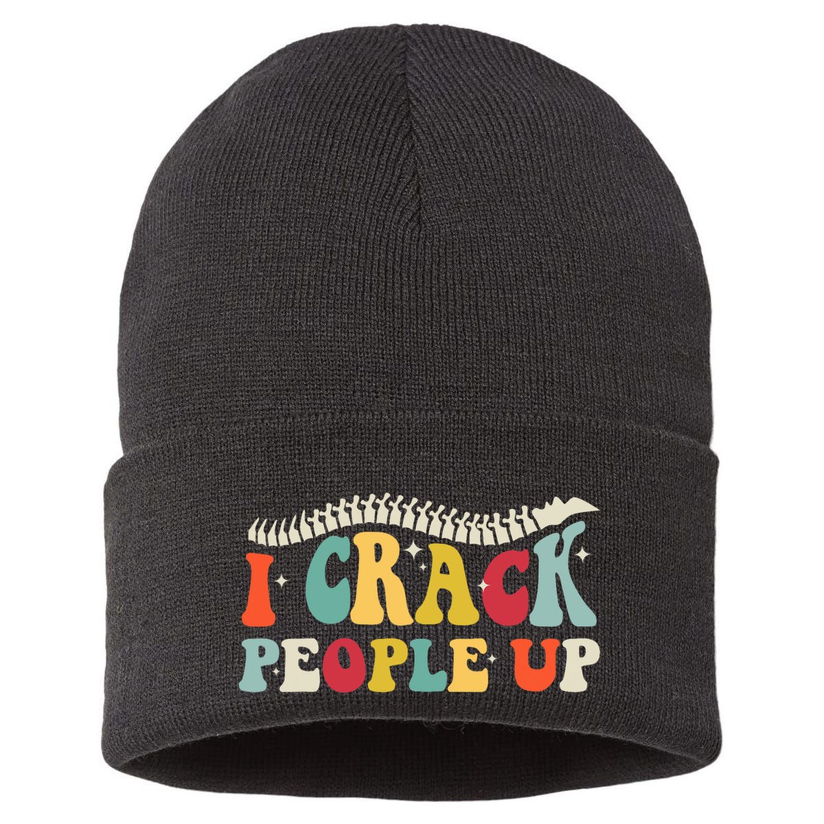 Retro Chiropractic Groovy Spinal Cord Chiropractor Funny Sustainable Knit Beanie