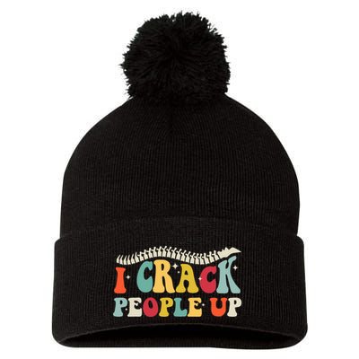 Retro Chiropractic Groovy Spinal Cord Chiropractor Funny Pom Pom 12in Knit Beanie