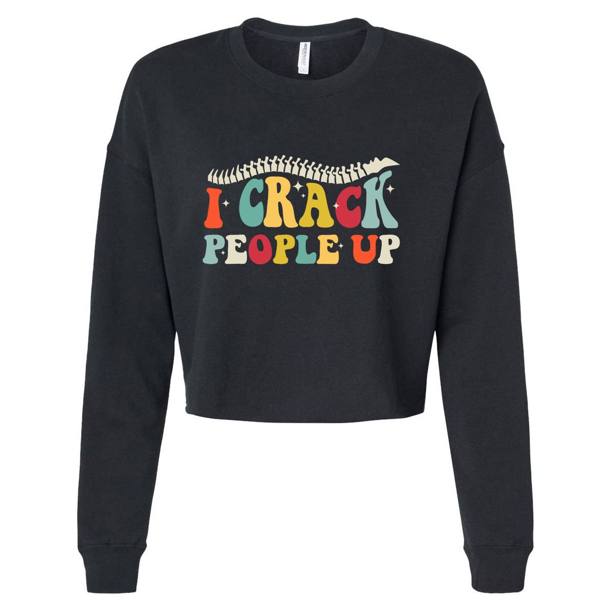 Retro Chiropractic Groovy Spinal Cord Chiropractor Funny Cropped Pullover Crew