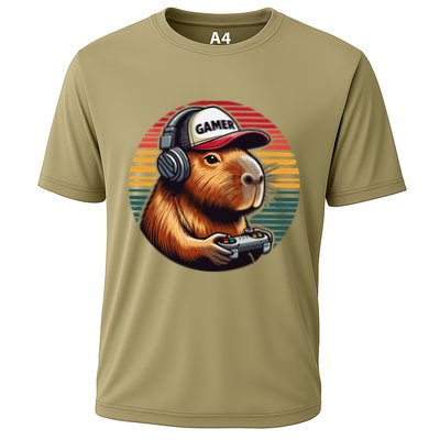 Retro Capybara Gaming Capybara Video Game Cooling Performance Crew T-Shirt