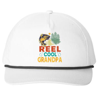 Reel Cool Grandpa Fishing Fun Fathers Day Fishermen Snapback Five-Panel Rope Hat