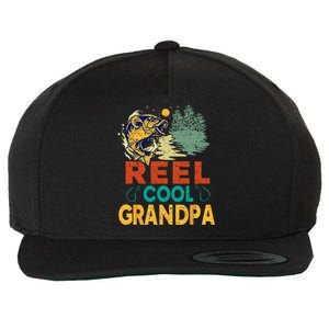 Reel Cool Grandpa Fishing Fun Fathers Day Fishermen Wool Snapback Cap