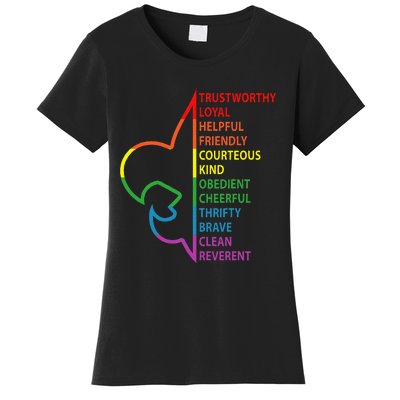 Rainbow Colorful Graphic Scout Law Women's T-Shirt