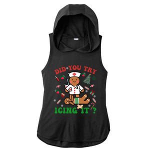 Retro Christmas Gingerbread Nurse Squad Did You Try Icing It Gift Ladies PosiCharge Tri-Blend Wicking Draft Hoodie Tank