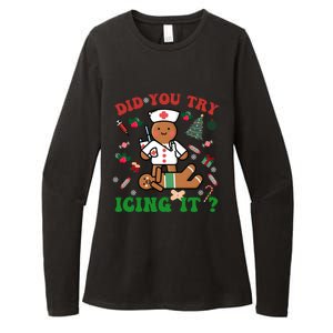 Retro Christmas Gingerbread Nurse Squad Did You Try Icing It Gift Womens CVC Long Sleeve Shirt