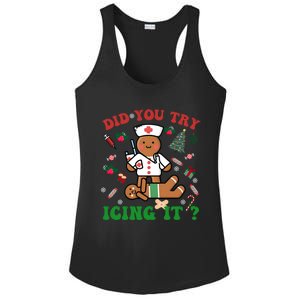 Retro Christmas Gingerbread Nurse Squad Did You Try Icing It Gift Ladies PosiCharge Competitor Racerback Tank