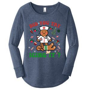 Retro Christmas Gingerbread Nurse Squad Did You Try Icing It Gift Women's Perfect Tri Tunic Long Sleeve Shirt