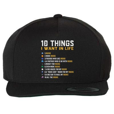 Rock Collector Geologist Joke For Geode Hunter Rockhounding Wool Snapback Cap