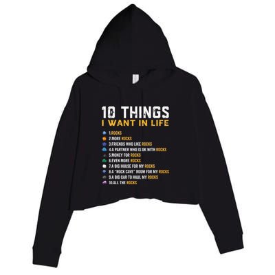 Rock Collector Geologist Joke For Geode Hunter Rockhounding Crop Fleece Hoodie