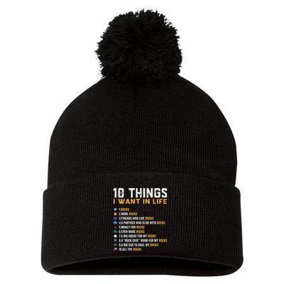 Rock Collector Geologist Joke For Geode Hunter Rockhounding Pom Pom 12in Knit Beanie