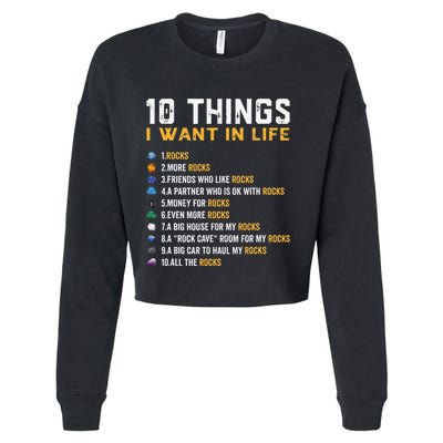 Rock Collector Geologist Joke For Geode Hunter Rockhounding Cropped Pullover Crew