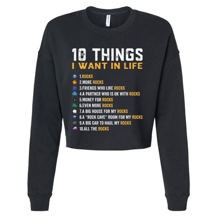 Rock Collector Geologist Joke For Geode Hunter Rockhounding Cropped Pullover Crew