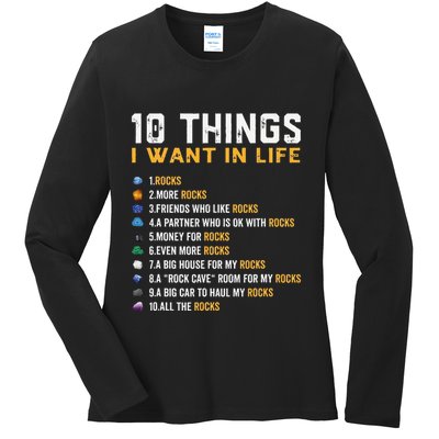 Rock Collector Geologist Joke For Geode Hunter Rockhounding Ladies Long Sleeve Shirt