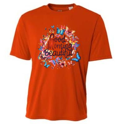 Rainbow Colored Good Morning Beautiful Monarch Butterflies Gift Cooling Performance Crew T-Shirt