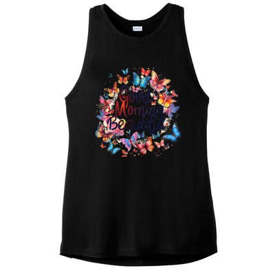 Rainbow Colored Good Morning Beautiful Monarch Butterflies Gift Ladies PosiCharge Tri-Blend Wicking Tank