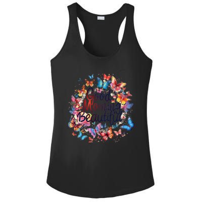 Rainbow Colored Good Morning Beautiful Monarch Butterflies Gift Ladies PosiCharge Competitor Racerback Tank