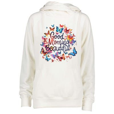 Rainbow Colored Good Morning Beautiful Monarch Butterflies Gift Womens Funnel Neck Pullover Hood