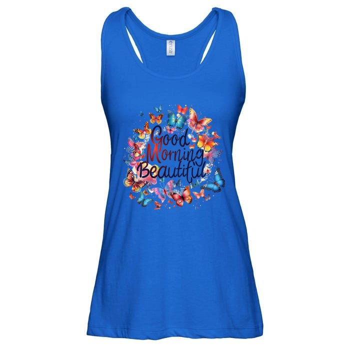 Rainbow Colored Good Morning Beautiful Monarch Butterflies Gift Ladies Essential Flowy Tank