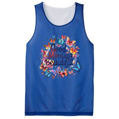 Rainbow Colored Good Morning Beautiful Monarch Butterflies Gift Mesh Reversible Basketball Jersey Tank