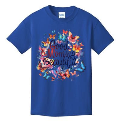 Rainbow Colored Good Morning Beautiful Monarch Butterflies Gift Kids T-Shirt