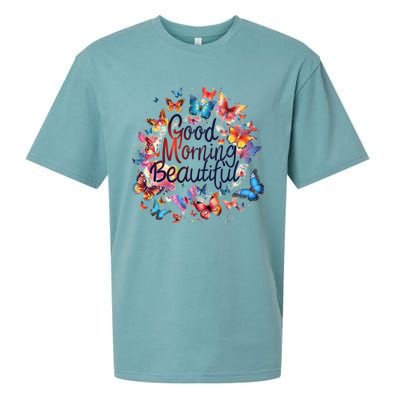 Rainbow Colored Good Morning Beautiful Monarch Butterflies Gift Sueded Cloud Jersey T-Shirt