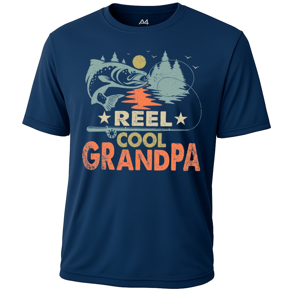 Reel Cool Grandpa Fishing Lover Vintage Father's Day Performance Shirt