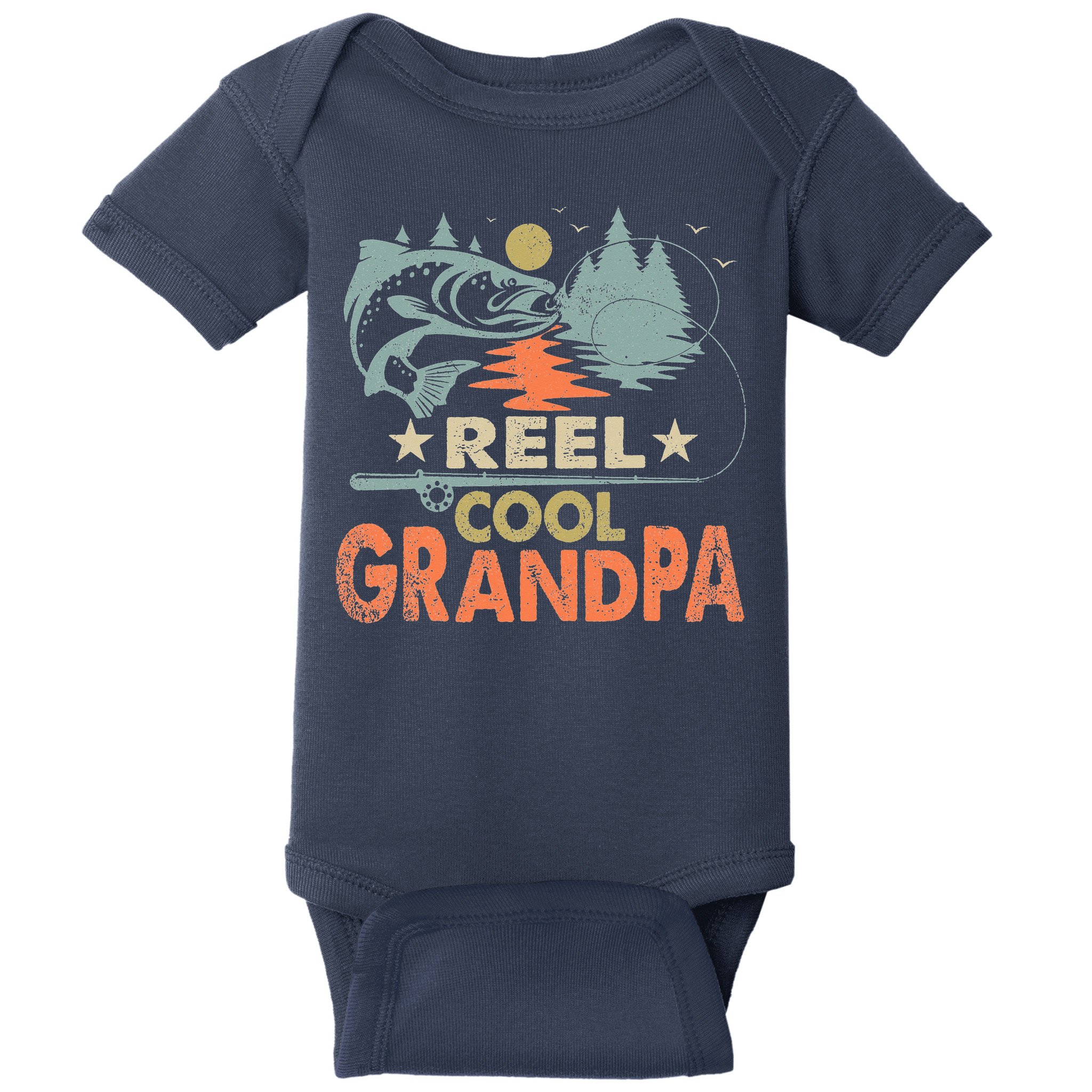 Reel Cool Grandpa Fishing Lover Vintage Father's Day Baby Bodysuit