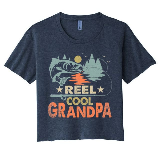 Reel Cool Grandpa Fishing Lover Vintage Father's Day Crop Top