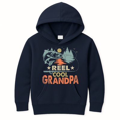 Reel Cool Grandpa Fishing Lover Vintage Father's Day Kids Hoodie