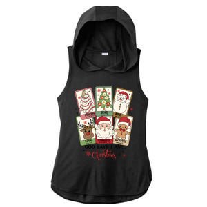 Retro Christmas God Says I Am Santa Claus Ladies PosiCharge Tri-Blend Wicking Draft Hoodie Tank